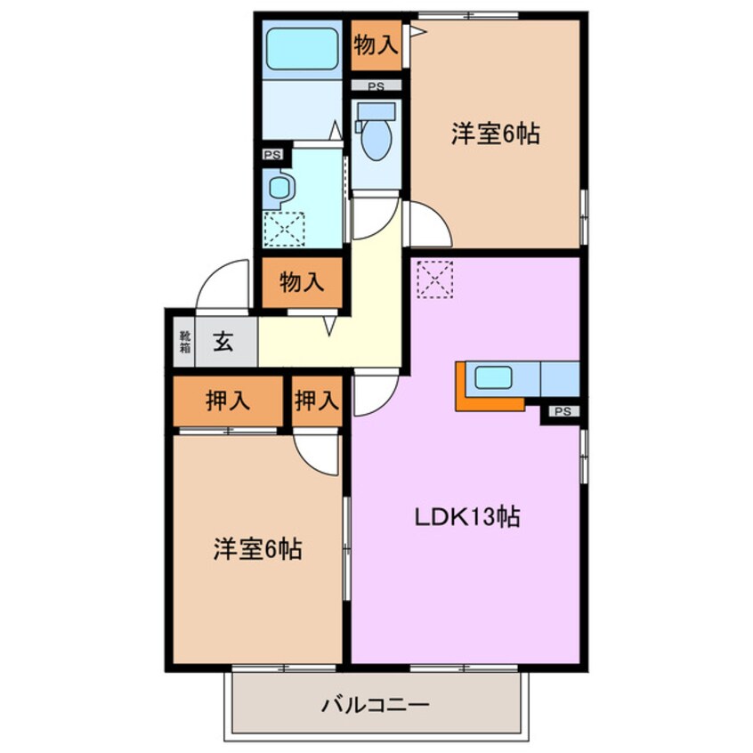 間取図 近鉄湯の山線/中川原駅 徒歩13分 2階 築23年