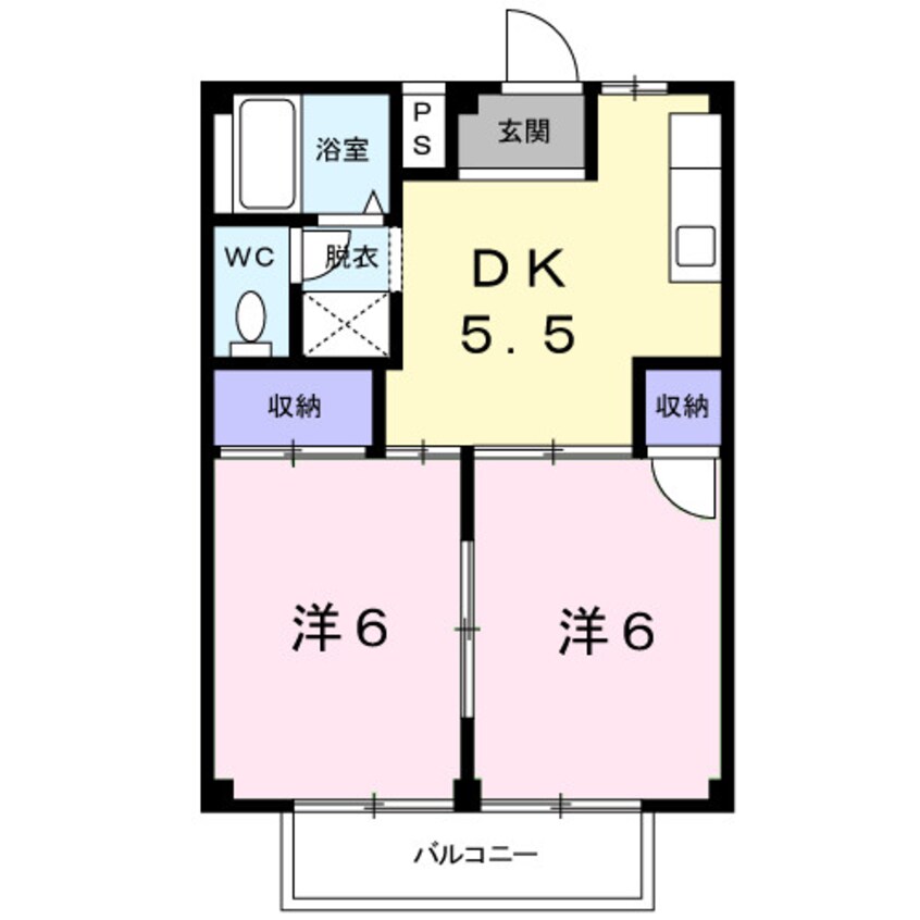 間取図 四日市あすなろう鉄道内部線/南日永駅 徒歩5分 2階 築36年