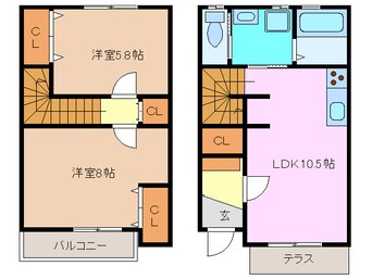 間取図 四日市あすなろう鉄道内部線/追分駅 徒歩13分 1階 築13年