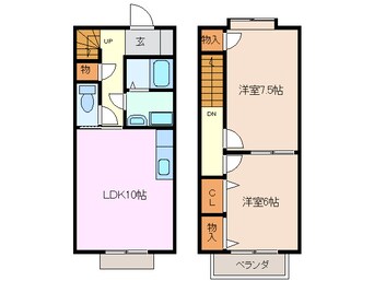 間取図 四日市あすなろう鉄道内部線/日永駅 徒歩9分 1階 築22年