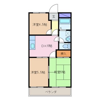 間取図 近鉄湯の山線/伊勢松本駅 徒歩7分 1階 築27年