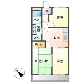 間取図 近鉄湯の山線/伊勢松本駅 徒歩7分 2階 築27年