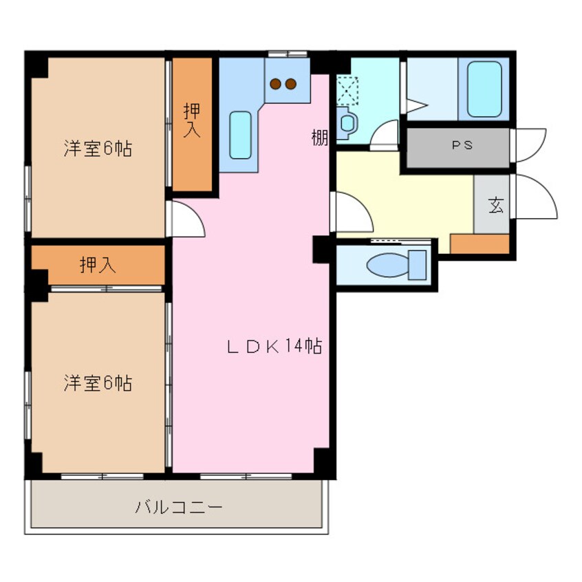 間取図 近鉄名古屋線/近鉄四日市駅 徒歩5分 4階 築37年