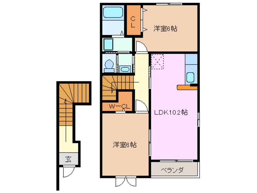 間取図 四日市あすなろう鉄道内部線/南日永駅 徒歩9分 2階 築19年