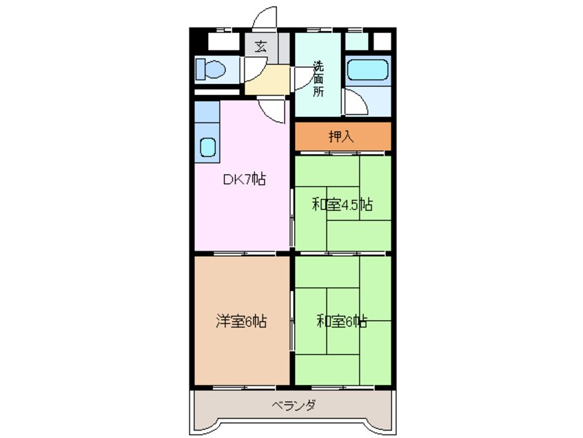 間取図 近鉄湯の山線/近鉄四日市駅 徒歩12分 3階 築43年