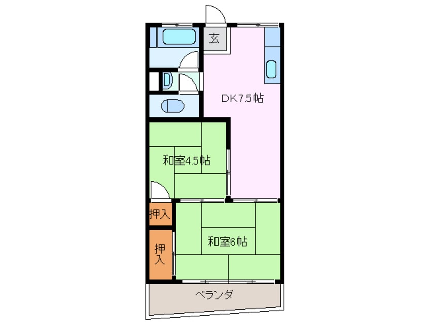 間取図 四日市あすなろう鉄道内部線/あすなろう四日市駅 徒歩10分 2階 築50年