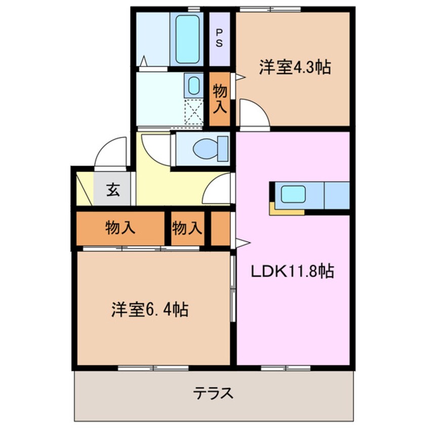 間取図 四日市あすなろう鉄道内部線/南日永駅 徒歩4分 1階 築23年