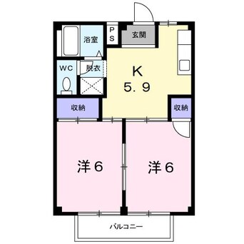 間取図 四日市あすなろう鉄道内部線/南日永駅 徒歩5分 2階 築36年