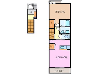 間取図 四日市あすなろう鉄道内部線/泊駅 徒歩7分 2階 築11年