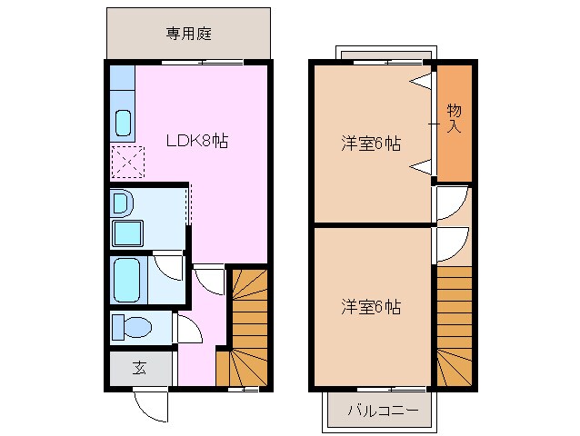 間取り図 近鉄湯の山線/高角駅 徒歩9分 1階 築26年