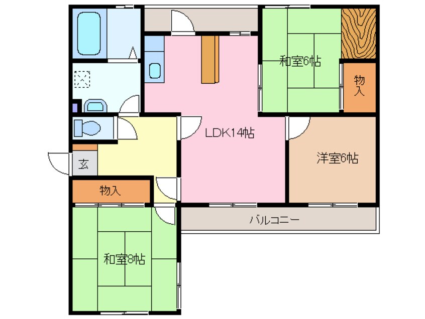 間取図 近鉄湯の山線/伊勢松本駅 徒歩9分 3階 築36年