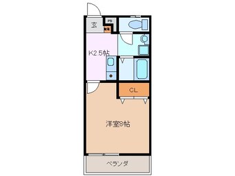 間取図 近鉄名古屋線/近鉄富田駅 徒歩9分 3階 築23年