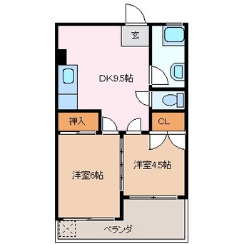 間取図 四日市あすなろう鉄道内部線/赤堀駅 徒歩9分 3階 築45年