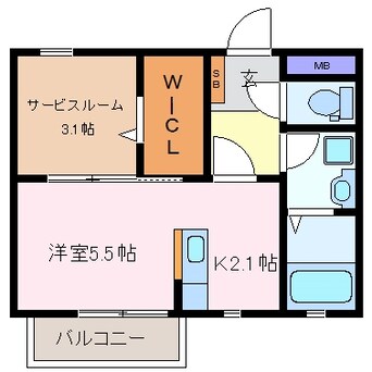 間取図 四日市あすなろう鉄道内部線/赤堀駅 徒歩7分 2階 築7年