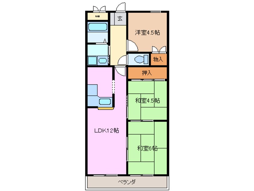 間取図 近鉄名古屋線/近鉄四日市駅 徒歩5分 1階 築36年