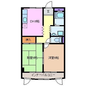 間取図 近鉄湯の山線/中川原駅 徒歩12分 3階 築38年