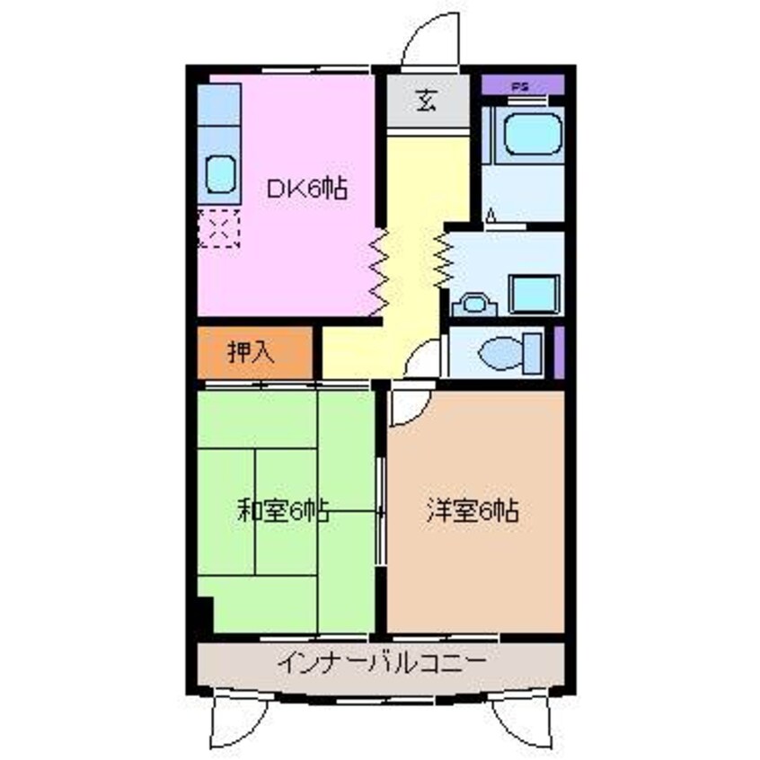 間取図 近鉄湯の山線/中川原駅 徒歩12分 3階 築38年