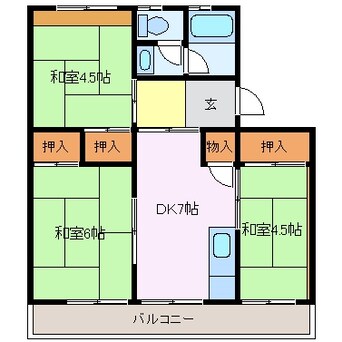 間取図 四日市あすなろう鉄道内部線/日永駅 徒歩7分 2階 築46年