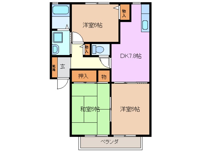 間取図 近鉄名古屋線/霞ケ浦駅 徒歩38分 2階 築25年