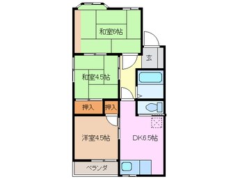 間取図 四日市あすなろう鉄道内部線/南日永駅 徒歩12分 2階 築45年