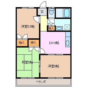 間取図 関西本線（東海）/富田浜駅 徒歩7分 2階 築36年