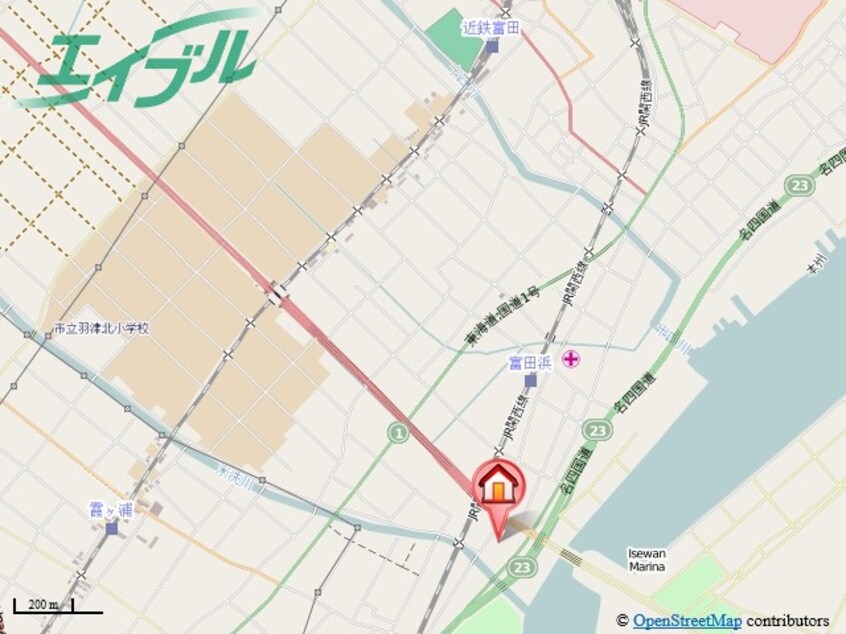 地図 関西本線（東海）/富田浜駅 徒歩7分 2階 築36年