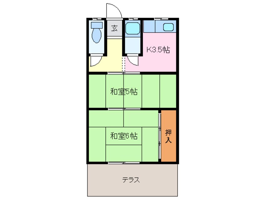 間取図 近鉄名古屋線/阿倉川駅 徒歩13分 1階 築49年