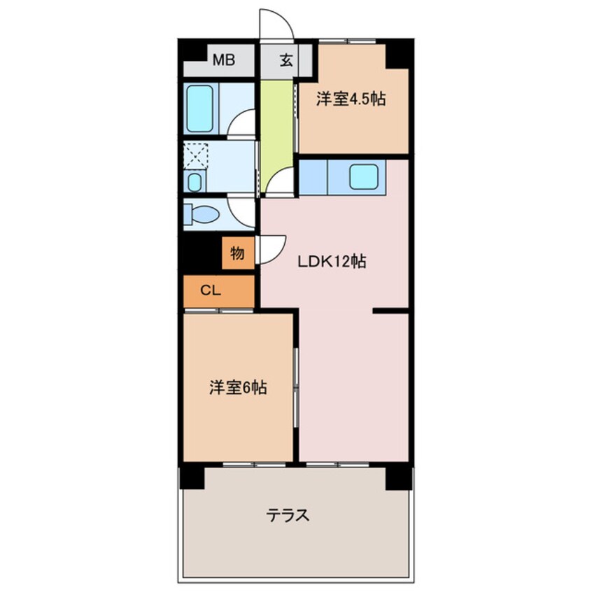 間取図 近鉄湯の山線/近鉄四日市駅 徒歩9分 2階 築39年