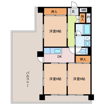 間取図 近鉄湯の山線/近鉄四日市駅 徒歩9分 2階 築39年