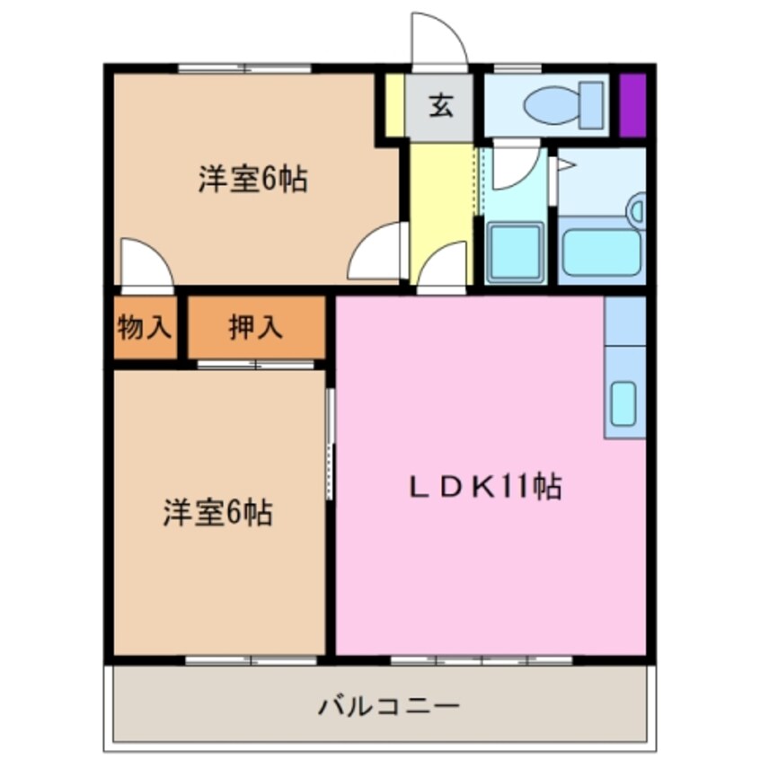 間取図 四日市あすなろう鉄道内部線/小古曽駅 徒歩5分 1階 築27年