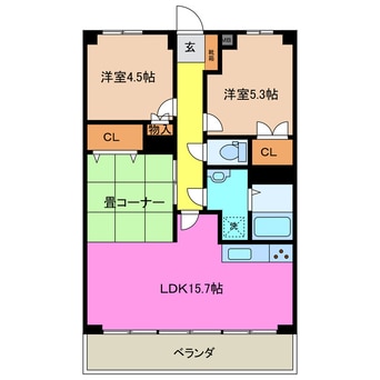 間取図 近鉄名古屋線/霞ケ浦駅 徒歩10分 6階 築30年