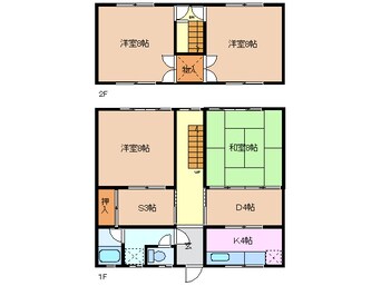 間取図 四日市あすなろう鉄道内部線/小古曽駅 徒歩7分 1階 築59年