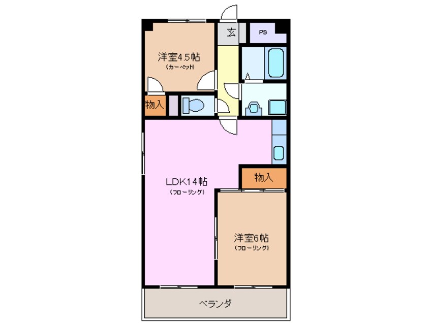 間取図 近鉄湯の山線/中川原駅 徒歩13分 6階 築34年