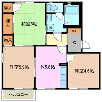 間取図 近鉄名古屋線/阿倉川駅 徒歩5分 2階 築24年