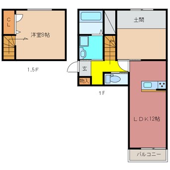 間取図 近鉄湯の山線/中川原駅 徒歩4分 1階 築4年