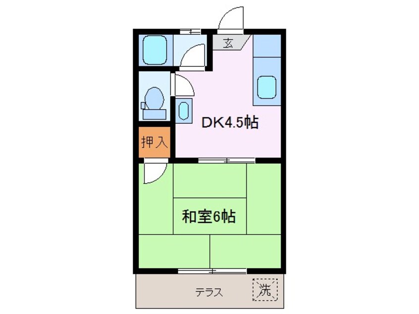 間取図 近鉄湯の山線/伊勢松本駅 徒歩10分 2階 築45年