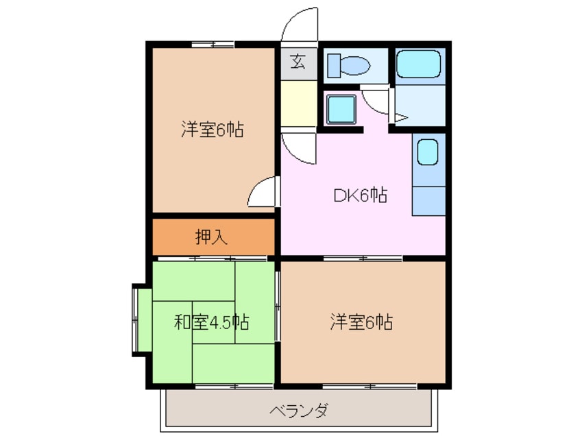 間取図 近鉄湯の山線/伊勢松本駅 徒歩7分 2階 築36年