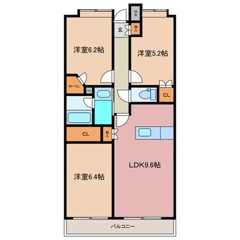 間取図 近鉄名古屋線/川原町駅 徒歩15分 2階 築20年