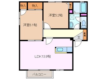 間取図 四日市あすなろう鉄道内部線/赤堀駅 徒歩9分 2階 築30年