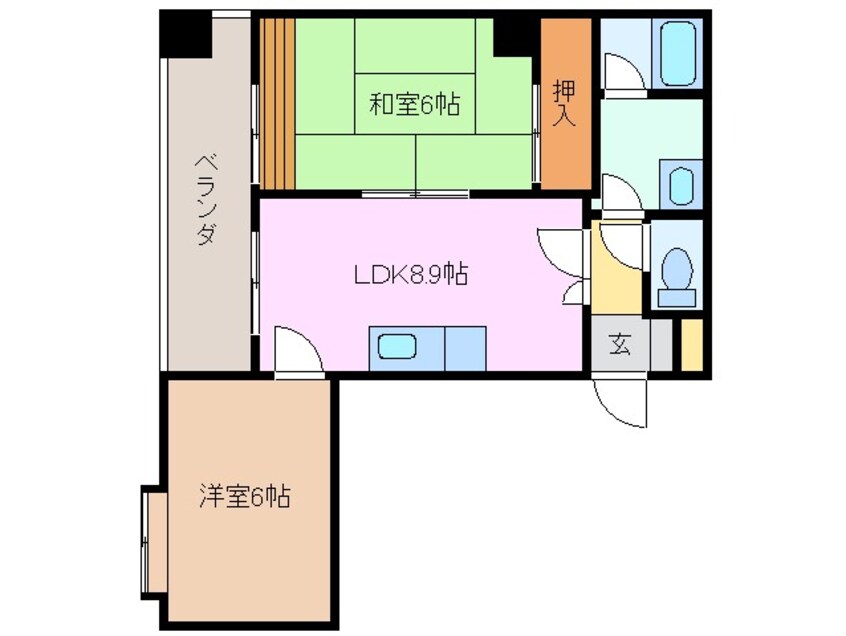 間取図 関西本線（東海）/四日市駅 徒歩7分 8階 築33年