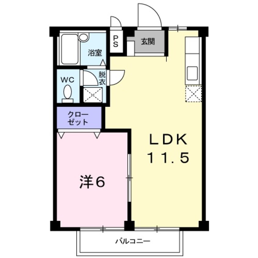 間取図 近鉄名古屋線/霞ケ浦駅 徒歩17分 2階 築36年