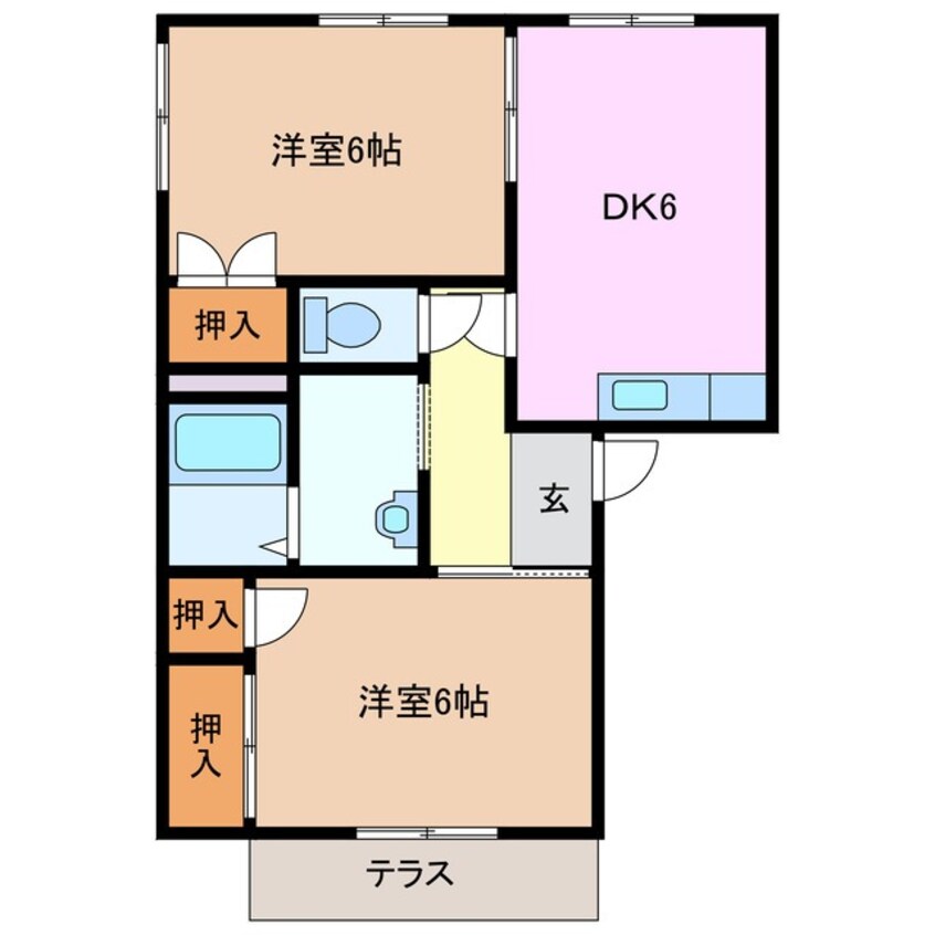 間取図 近鉄湯の山線/伊勢川島駅 徒歩10分 1階 築34年