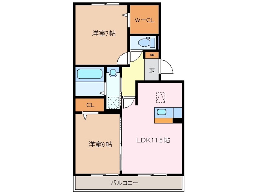 間取図 近鉄湯の山線/伊勢川島駅 徒歩12分 2階 築12年