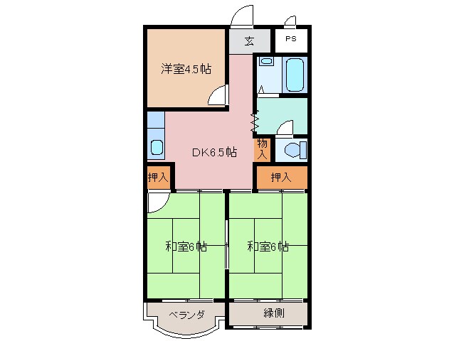 間取り図 近鉄名古屋線/近鉄四日市駅 徒歩9分 2階 築40年