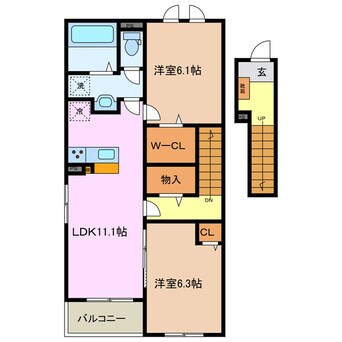 間取図 関西本線（東海）/南四日市駅 徒歩8分 2階 建築中