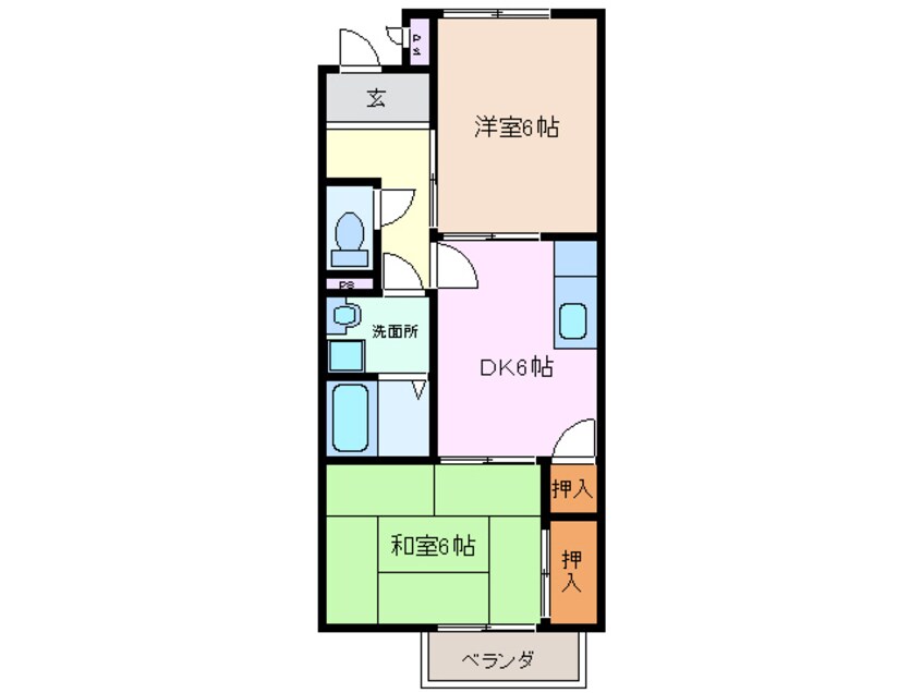 間取図 近鉄湯の山線/中川原駅 徒歩10分 1階 築26年