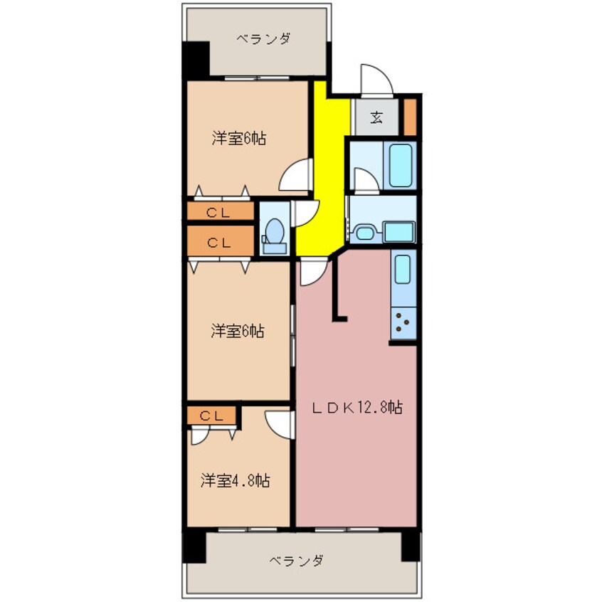 間取図 近鉄湯の山線/近鉄四日市駅 徒歩9分 5階 築22年