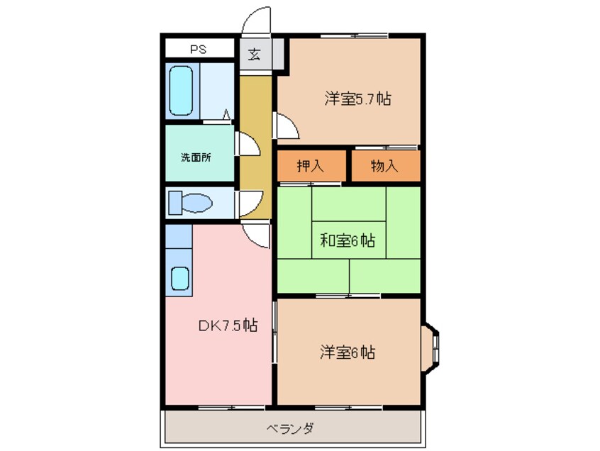 間取図 近鉄名古屋線/川原町駅 徒歩17分 1階 築25年