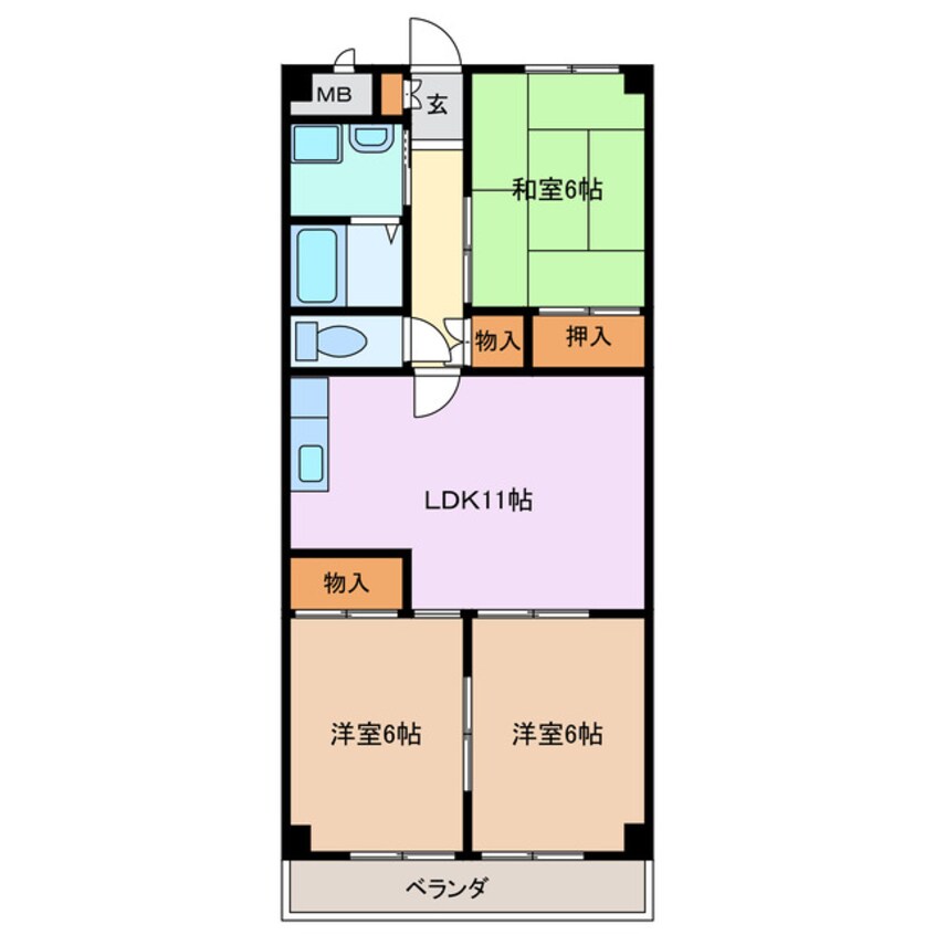 間取図 近鉄湯の山線/中川原駅 徒歩12分 1階 築38年