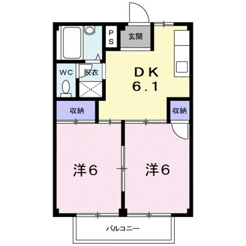 間取図 近鉄名古屋線/霞ケ浦駅 徒歩4分 2階 築34年